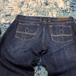 Lucky Brand Men's Dark Blue Denim Jeans with Contrast Stitching